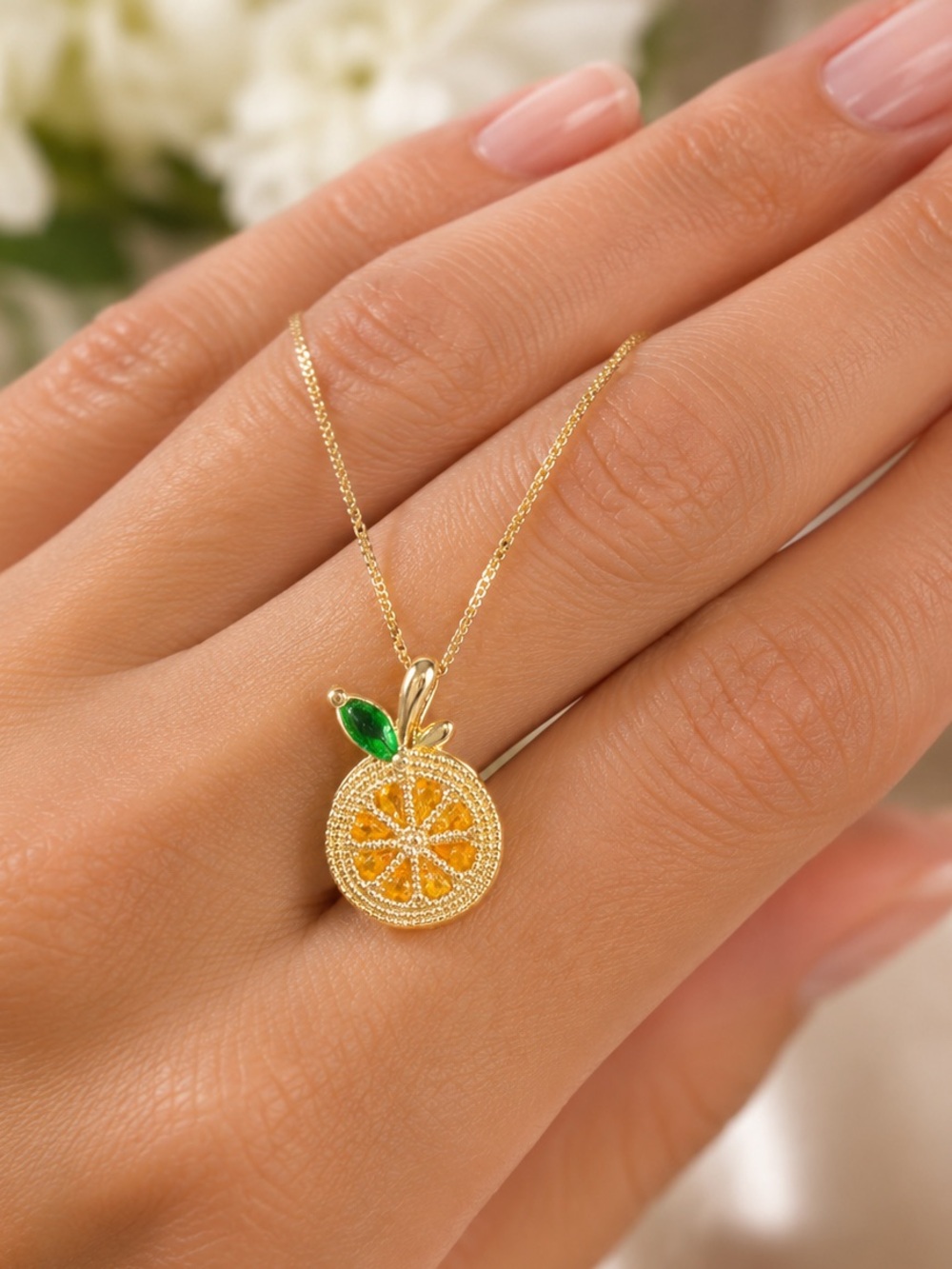 14k Orange Pendant - Picture 1 of 11